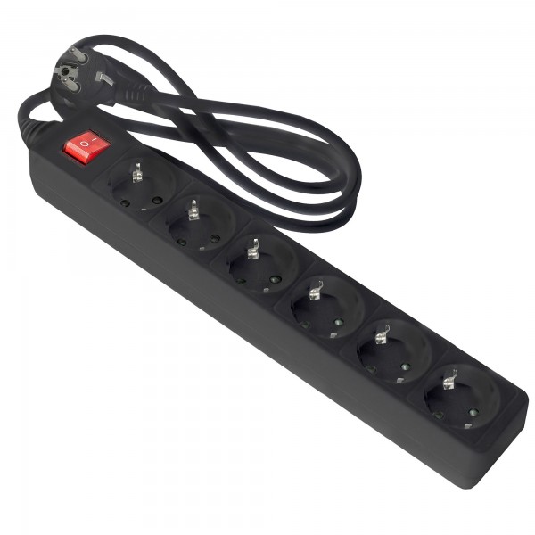 Base onlex negra 6tomas cable/int.1,5mt