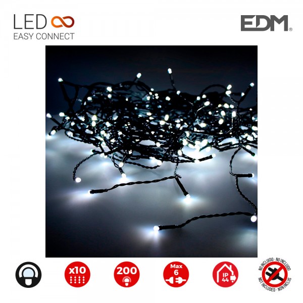 Cortina led easy-connect, blanco frío, interior-exterior 2x2m