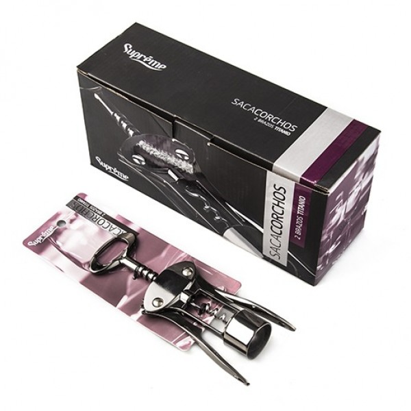 Sacacorchos dos brazos titanio supreme