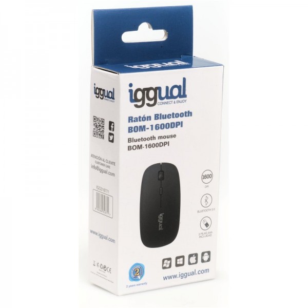 Iggual ratón bluetooth bom-1600dpi negro