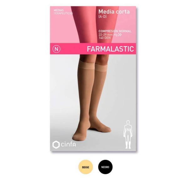 Farmalastic Media Corta Compresión Normal Puntera Cerrada Beige Talla Mediana