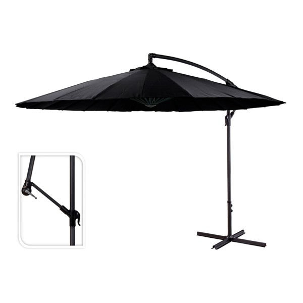 Parasol excéntrico ø300 cm altura maxima 3 m color: negro