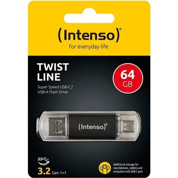 Intenso twist line lápiz usb 3.2 a+c 256gb