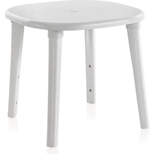 Mesa ovalada cancún, color blanco, para exterior 80 x 80 x 73 cm