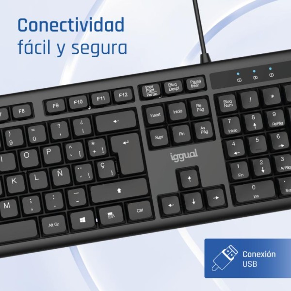 Iggual teclado usb estándar ck-office-105t negro